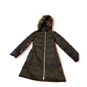 Kate Spade New York Black Faux Fur Collar Coat